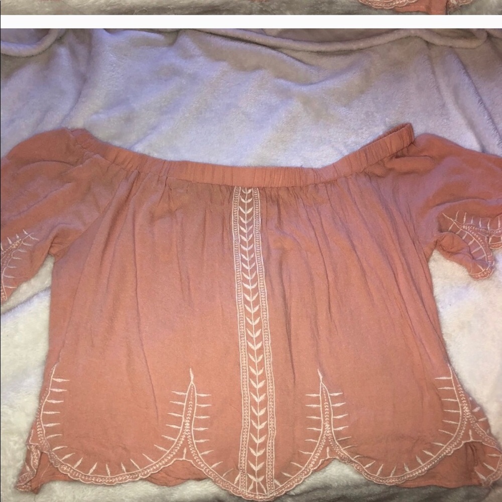 Off the shoulder pink top